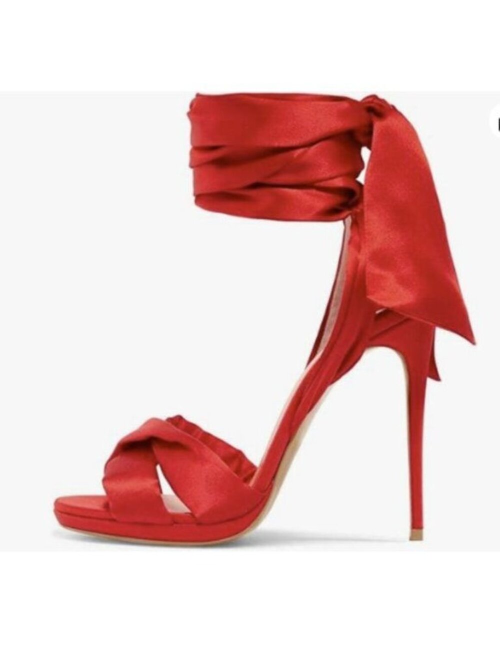 FSJ Women Cocktail Peep Toe Satin Lace Up Sandals Ankle Wrap Platform High Heels